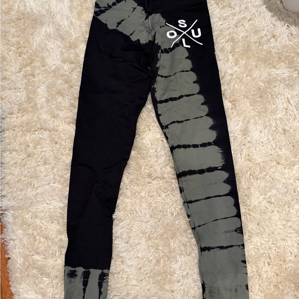 SoulCycle Kids Leggings - Black and Gray Tie-Dye